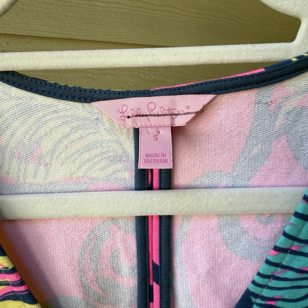 Lilly Pulitzer Geanna Swing Dress Women's Mini Small Pink Tropical Resortwear - Picture 2 of 7